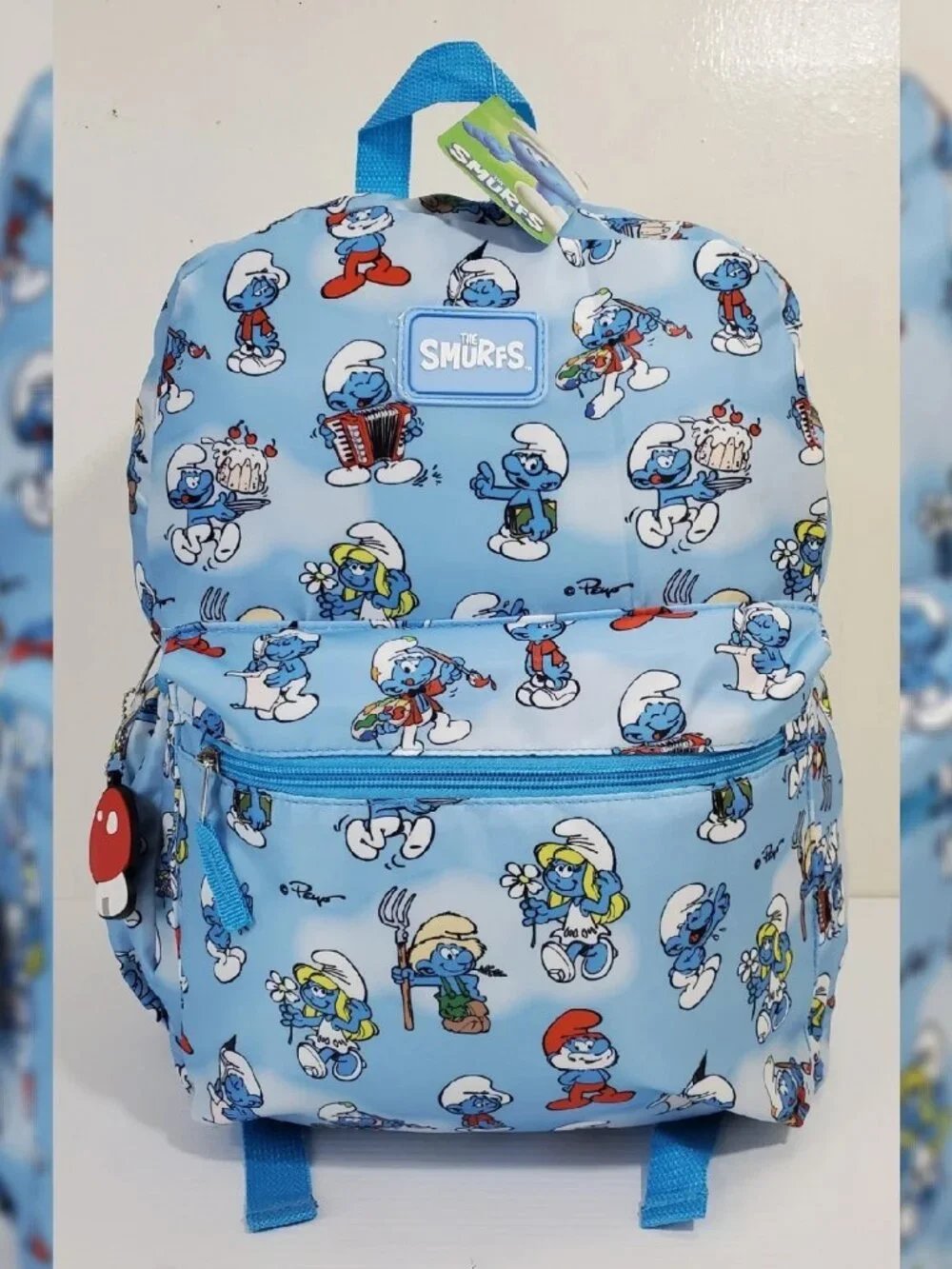 THE SMURFS BACKPACK KIDS ALLOVER PRINT THE SMURFS LOGO BOTTLE POCKET